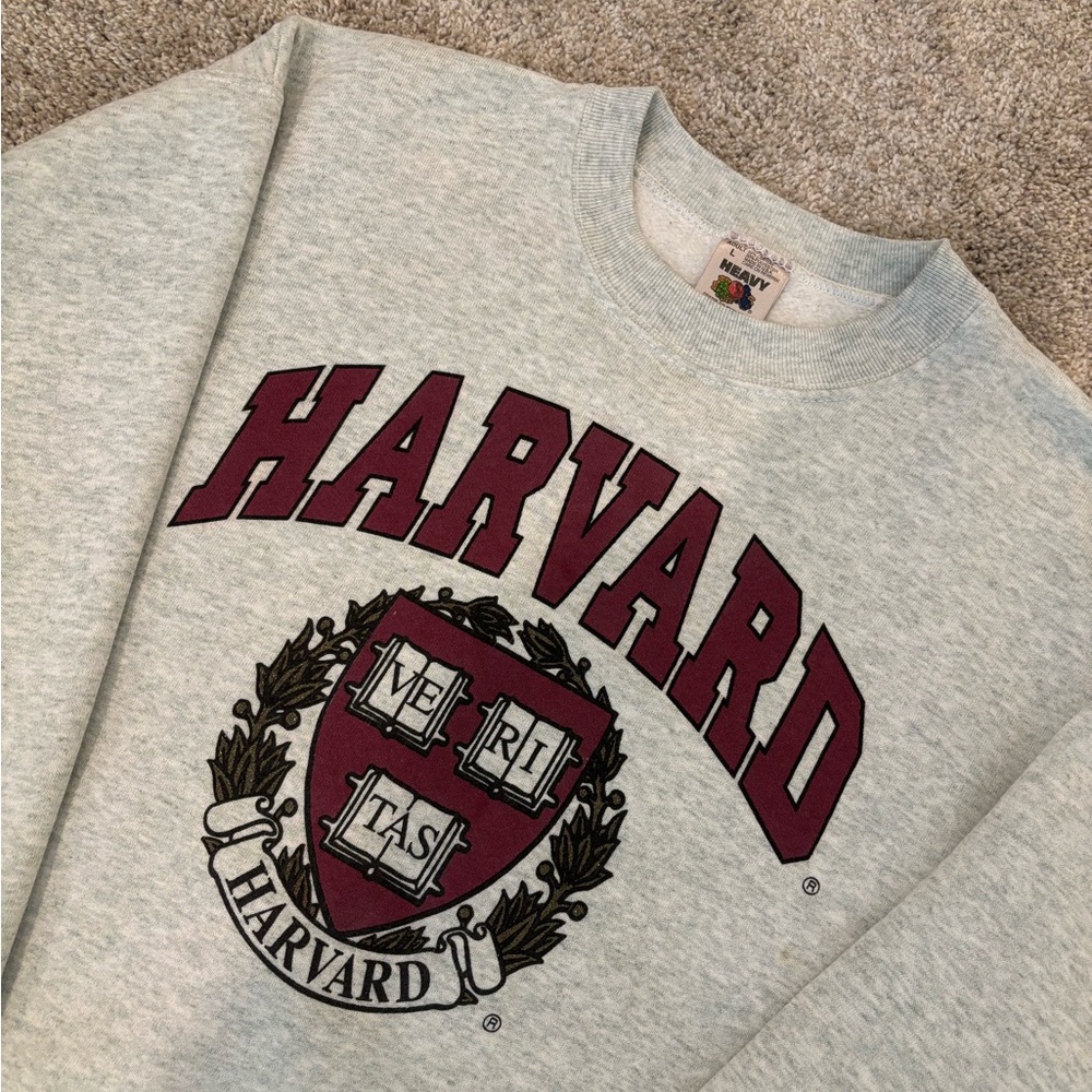 Vtg 90s Heavy Fruit Of The Loom Made In USA Harvard Crewneck Sweatshirt Unisex L
